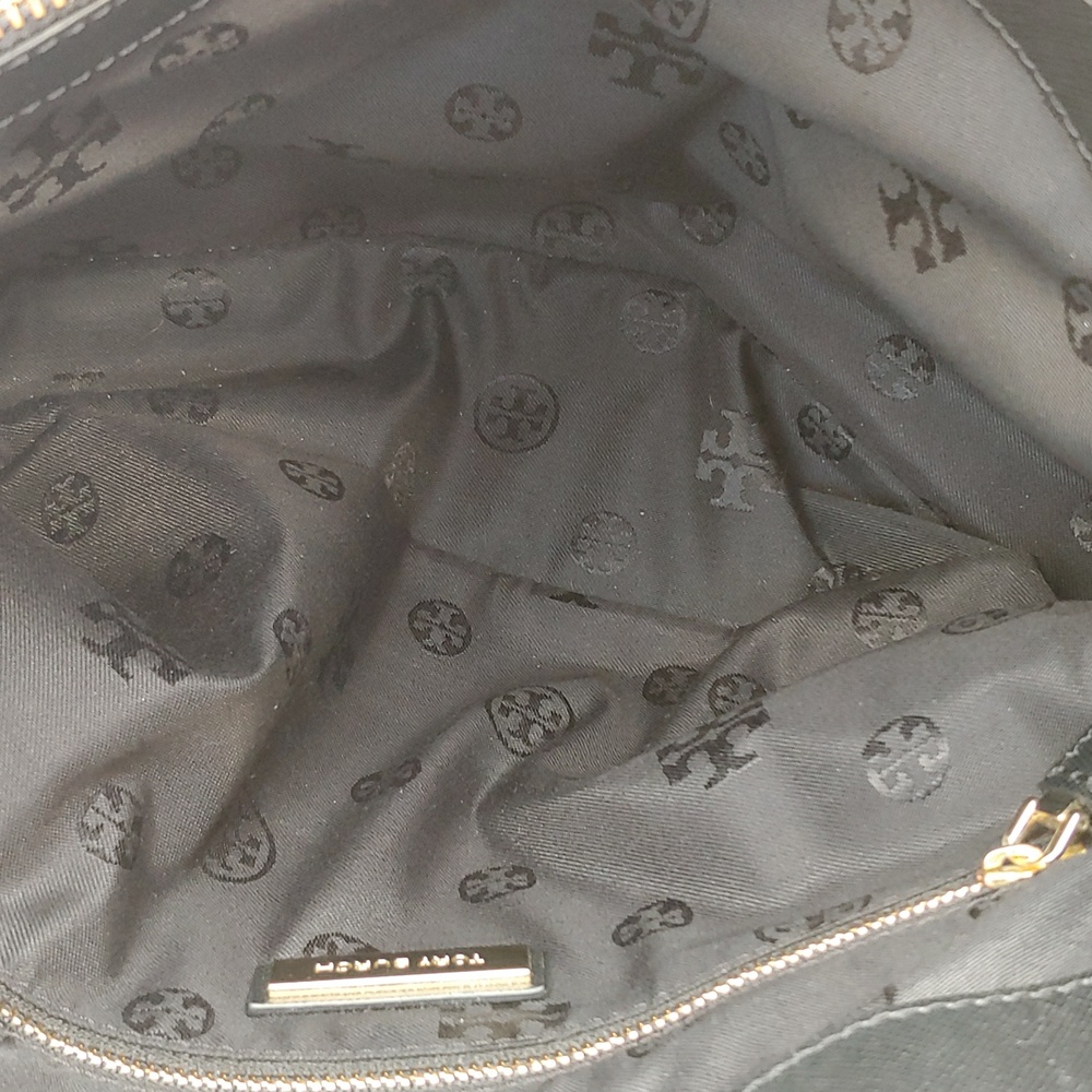 Tory Burch Saffiano Black Leather Dome Satchel Bag with Shoulder Strap - Picture 11 of 17